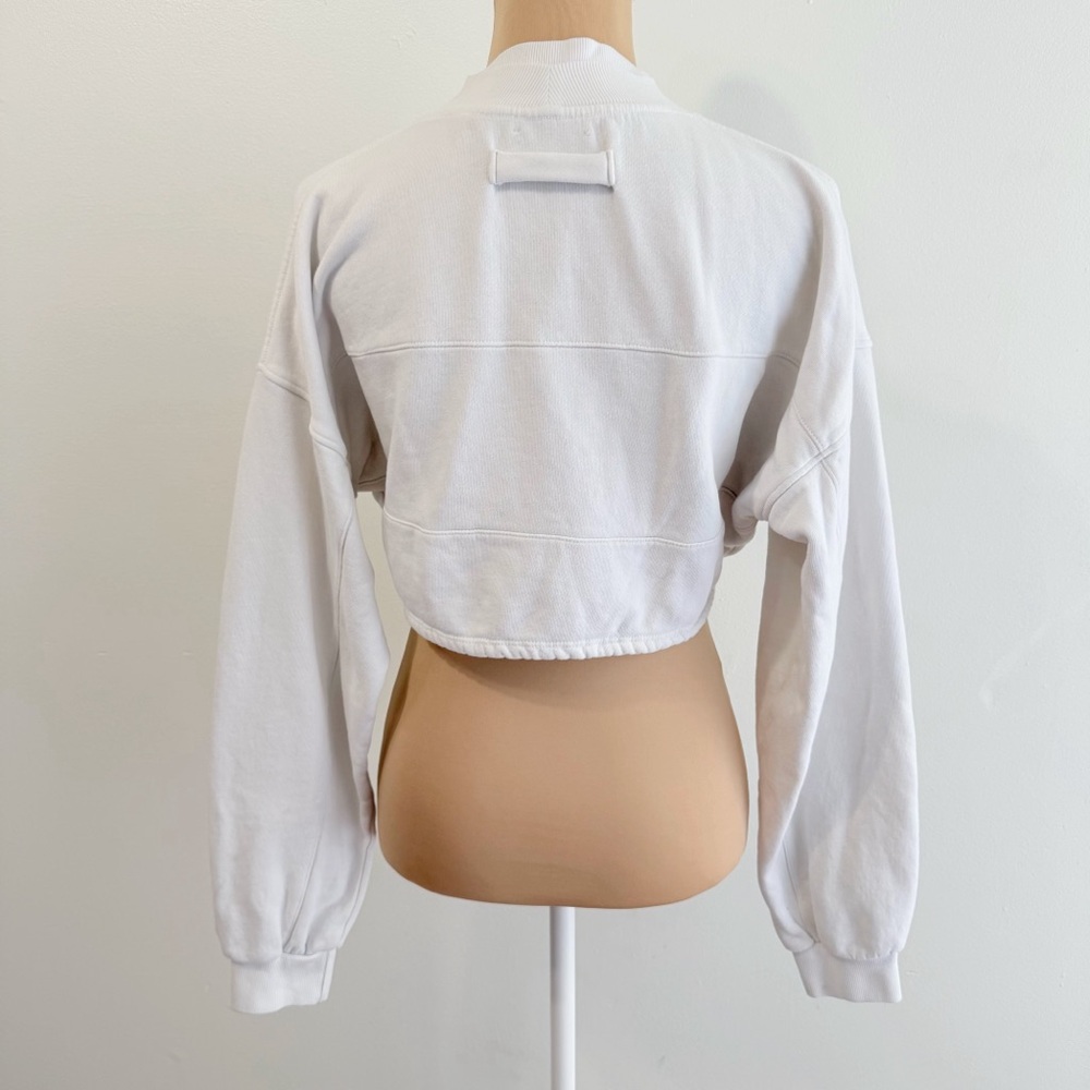 JOAH BROWN BEIGE CREAM DRAWCORD DRAWSTRING CREWNECK CROPPED SWEATSHIRT - Picture 5 of 9